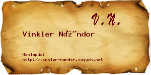 Vinkler Nándor névjegykártya